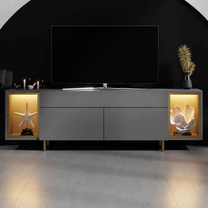 Sosan TV-bænk 180x55x32 cm - Antracit og guld - Møbler - TV borde & mediemøbler - TV-borde