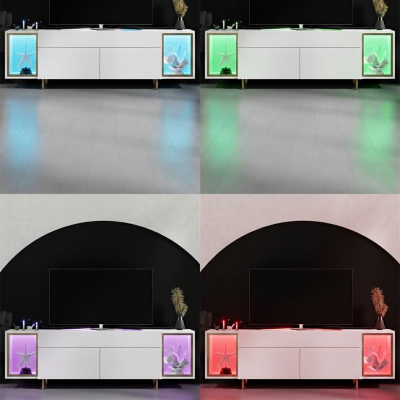 Sosan TV-bænk 180x55x32 cm - Hvid og guld - Møbler - TV borde & mediemøbler - TV-borde