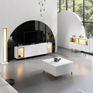 Sosan TV-bænk 180x55x32 cm - Hvid/guld - Møbler - TV borde & mediemøbler - TV-borde