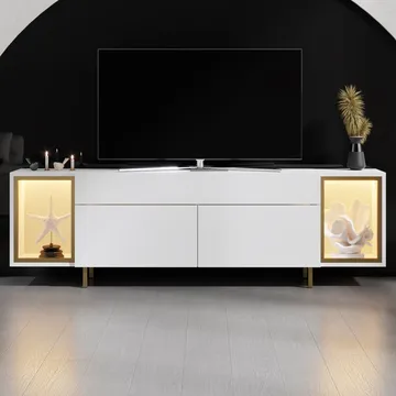 Sosan TV-bænk 180x55x32 cm - Hvid/guld - Møbler - TV borde & mediemøbler - TV-borde