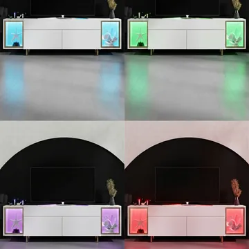 Sosan TV-bænk 180x55x32 cm - Hvid/guld - Møbler - TV borde & mediemøbler - TV-borde