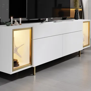 Sosan TV-bænk 180x55x32 cm - Hvid/guld - Møbler - TV borde & mediemøbler - TV-borde