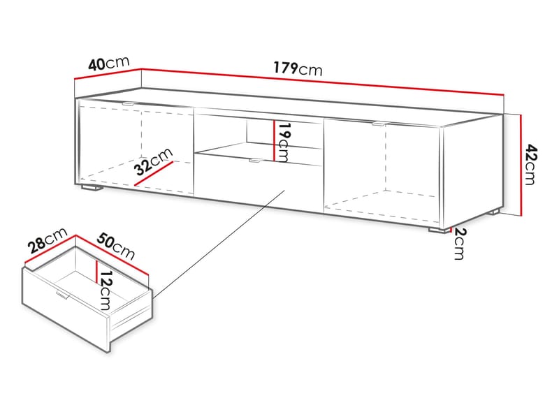 Sovren TV-bænk 179 cm - Brun - Møbler - TV borde & mediemøbler - TV-borde