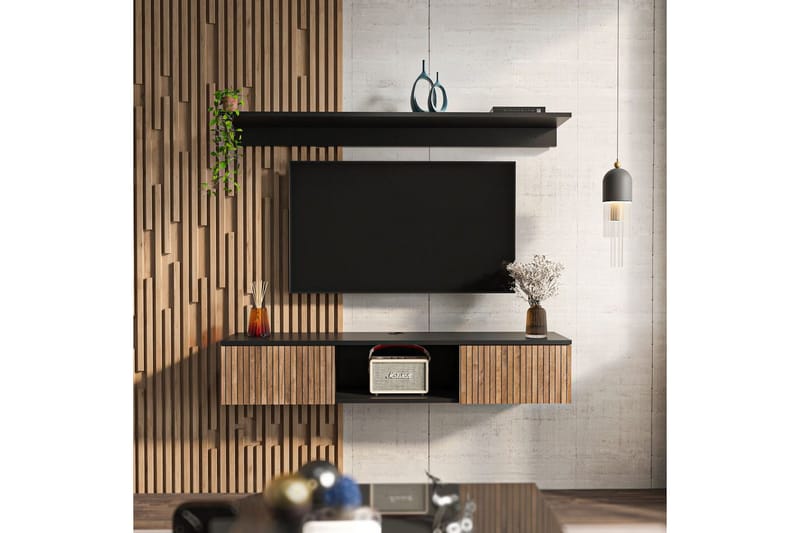 Sovric TV-bænk 140 cm - Natur/Sort - Møbler - TV borde & mediemøbler - TV-borde