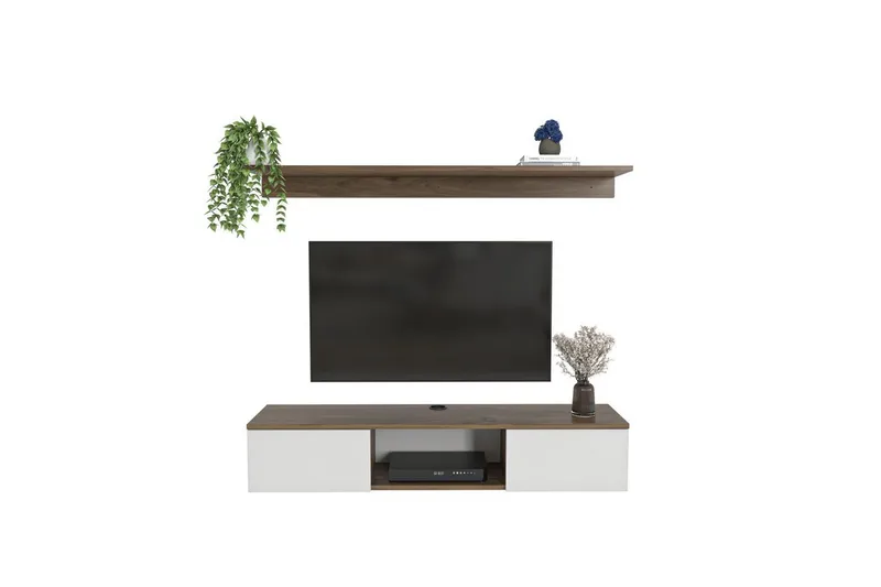 Sovric TV-bænk 140 cm - Valnød/Hvid - Møbler - TV borde & mediemøbler - TV-borde