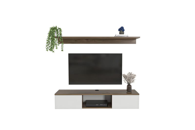 Sovric TV-bænk 140 cm - Valnød/Hvid - Møbler - TV borde & mediemøbler - TV-borde