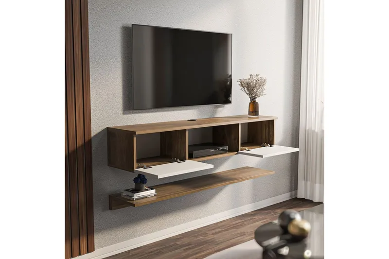 Sovric TV-bænk 140 cm - Valnød/Hvid - Møbler - TV borde & mediemøbler - TV-borde