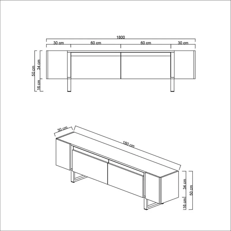 Sozi TV-bænk 180 cm - Sort - Møbler - TV borde & mediemøbler - TV-borde