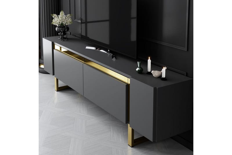 Sozi TV-bord 180 cm - Guld/Antracit - Møbler - TV borde & mediemøbler - TV-borde