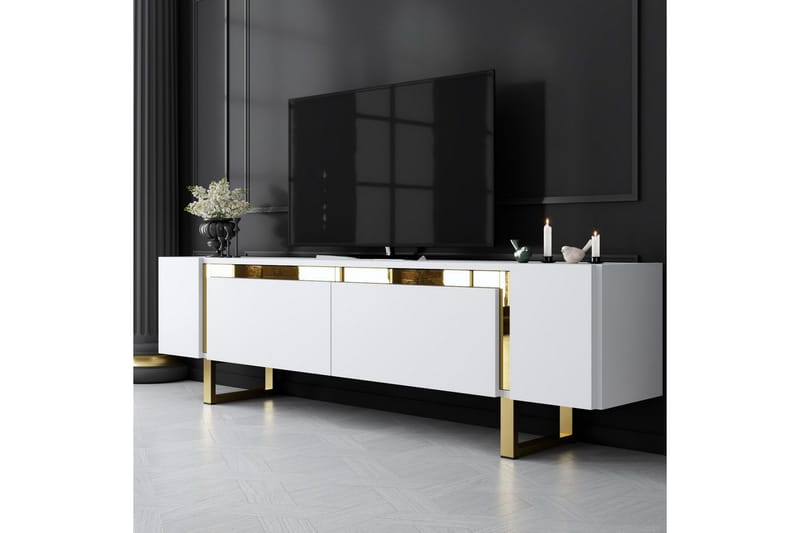 Sozi TV-bord 180 cm - Guld/Hvid - Møbler - TV borde & mediemøbler - TV-borde