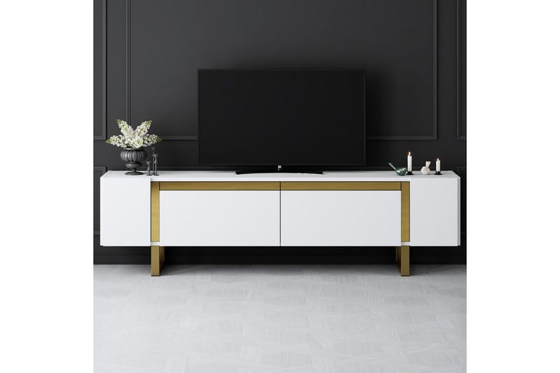 Sozi TV-bord 180 cm - Guld/Hvid - Møbler - TV borde & mediemøbler - TV-borde