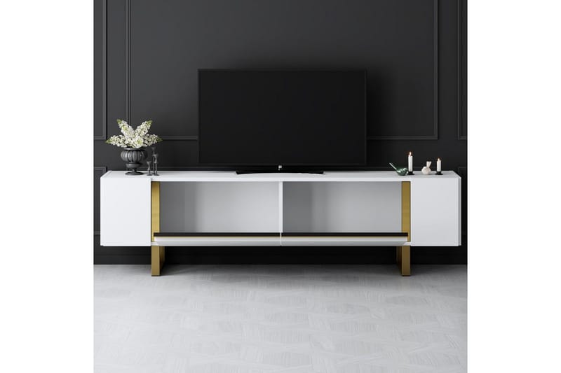 Sozi TV-bord 180 cm - Guld/Hvid - Møbler - TV borde & mediemøbler - TV-borde
