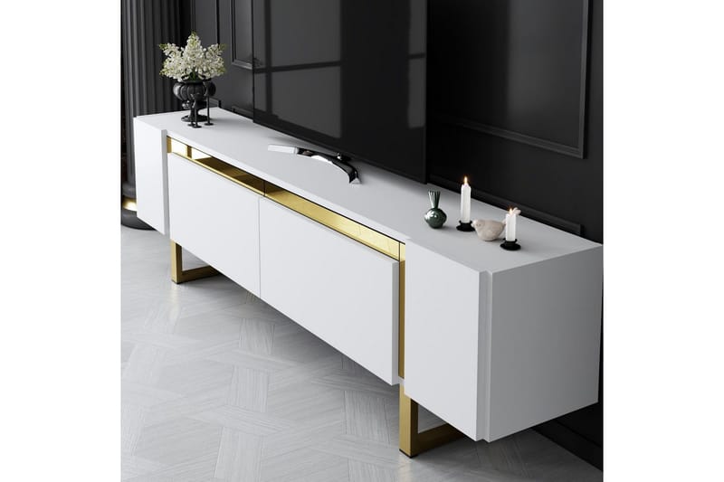 Sozi TV-bord 180 cm - Guld/Hvid - Møbler - TV borde & mediemøbler - TV-borde