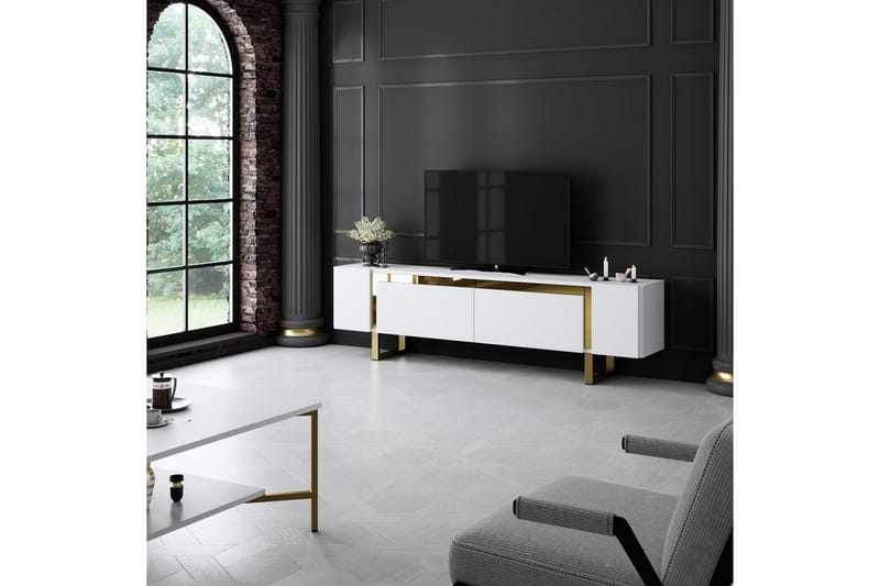Sozi TV-bord 180 cm - Guld/Hvid - Møbler - TV borde & mediemøbler - TV-borde