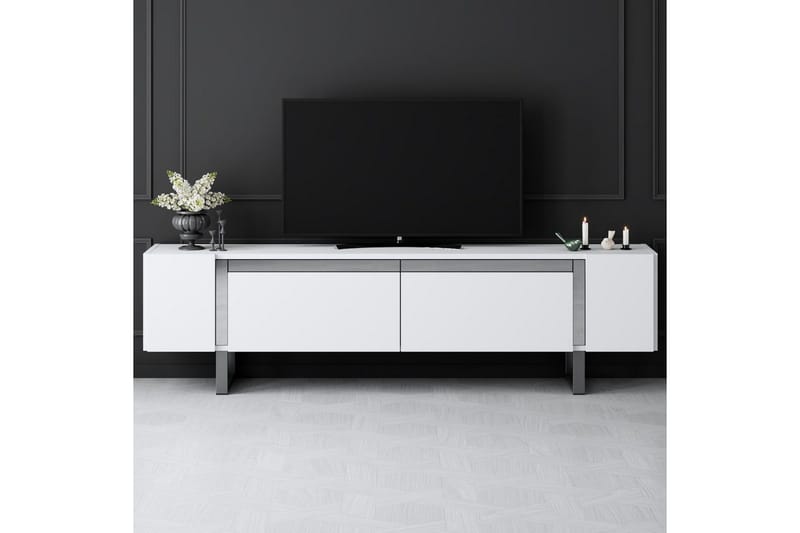 Sozi TV-bord 180 cm - Hvid/Sølv - Møbler - TV borde & mediemøbler - TV-borde