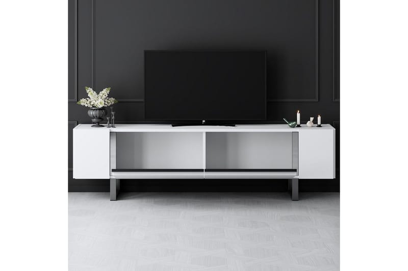 Sozi TV-bord 180 cm - Hvid/Sølv - Møbler - TV borde & mediemøbler - TV-borde