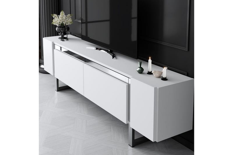 Sozi TV-bord 180 cm - Hvid/Sølv - Møbler - TV borde & mediemøbler - TV-borde