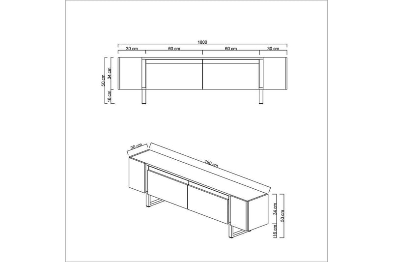 Sozi TV-bord 180 cm - Sølv/Antracit - Møbler - TV borde & mediemøbler - TV-borde