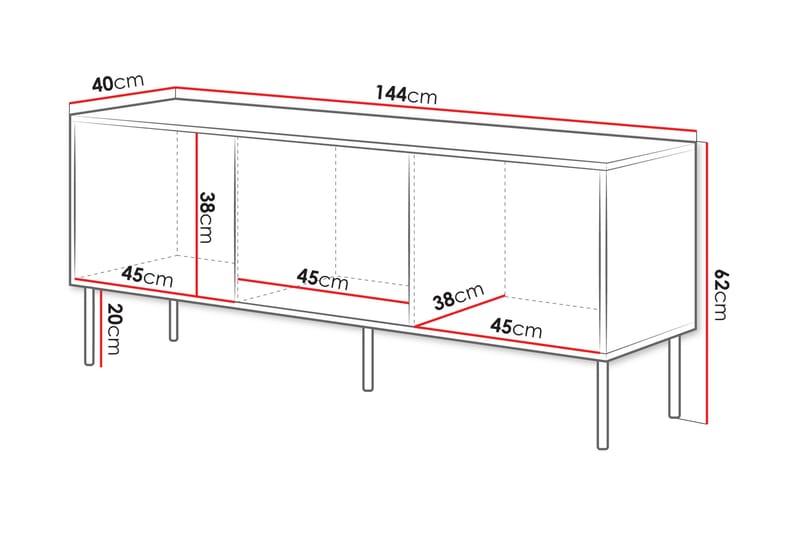 Stintino Tv-Bænk 144x40 cm - Beige/Brun - Møbler - TV borde & mediemøbler - TV-borde