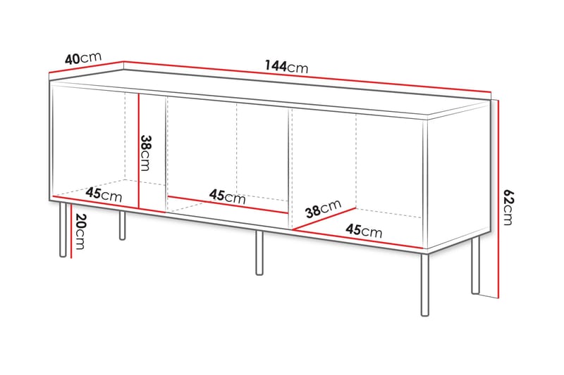 Stintino Tv-Bænk 144x40 cm - Grå - Møbler - TV borde & mediemøbler - TV-borde