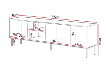 Stintino Tv-Bænk 190x40 cm - Sort/Brun - Møbler - TV borde & mediemøbler - TV-borde