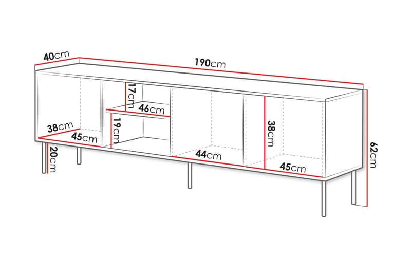 Stintino Tv-Bænk 190x40 cm - Sort/Brun - Møbler - TV borde & mediemøbler - TV-borde