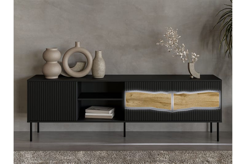 Stintino Tv-Bænk 190x40 cm - Sort/Brun - Møbler - TV borde & mediemøbler - TV-borde