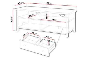 Storys Gulvstående Tv-bord 120 cm med Opbevaring i Malet Træ - Hvid - Møbler - TV borde & mediemøbler - TV-borde
