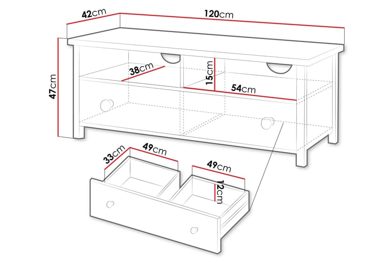 Storys Gulvstående Tv-bord 120 cm med Opbevaring i Malet Træ - Hvid - Møbler - TV borde & mediemøbler - TV-borde