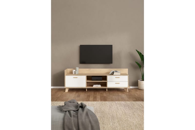 Sumita TV-bænk 182 cm - Hvid/Natur - Møbler - TV borde & mediemøbler - TV-borde