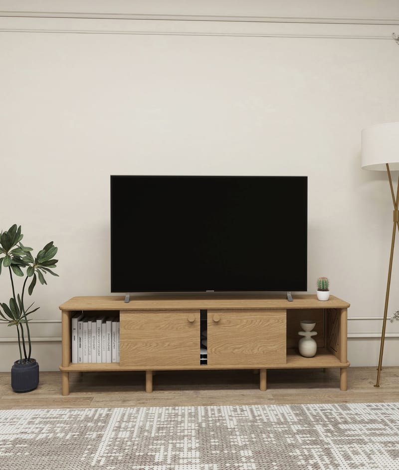 Sunira TV-bord 160 cm med Opbevaring i Eg - Brun - Møbler - TV borde & mediemøbler - TV-borde
