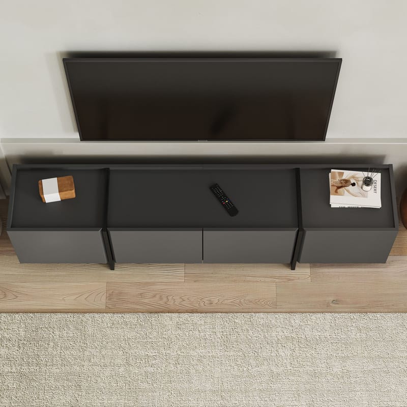 Sylvenn TV-bænk 180 cm - Antracit og sort - Møbler - TV borde & mediemøbler - Mediestativ & vægbeslag