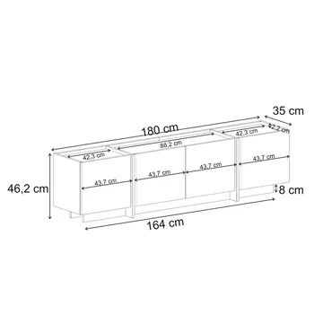 Sylvenn TV-bænk 180 cm - Antracit/Sort - Møbler - TV borde & mediemøbler - TV-borde