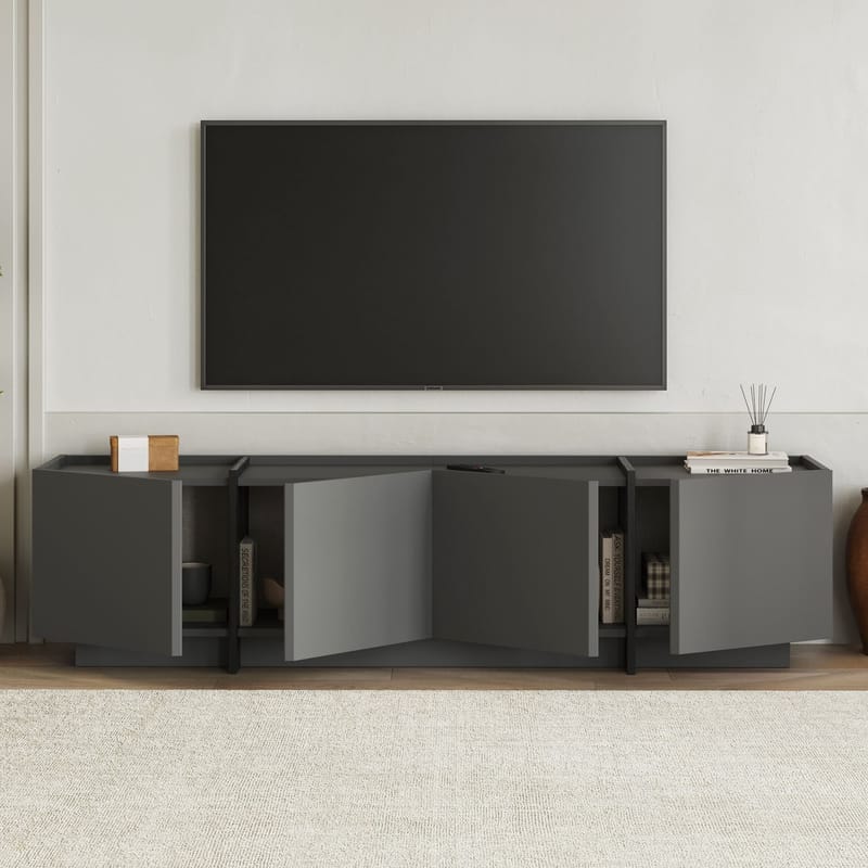 Sylvenn TV-bænk 180 cm - Antracit/Sort - Møbler - TV borde & mediemøbler - TV-borde