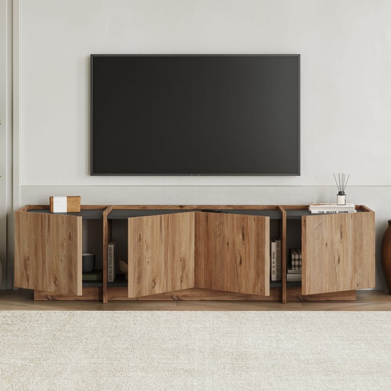 Sylvenn TV-bænk 180 cm - Atlantic Pine og Anthracite - Møbler - TV borde & mediemøbler - Mediestativ & vægbeslag