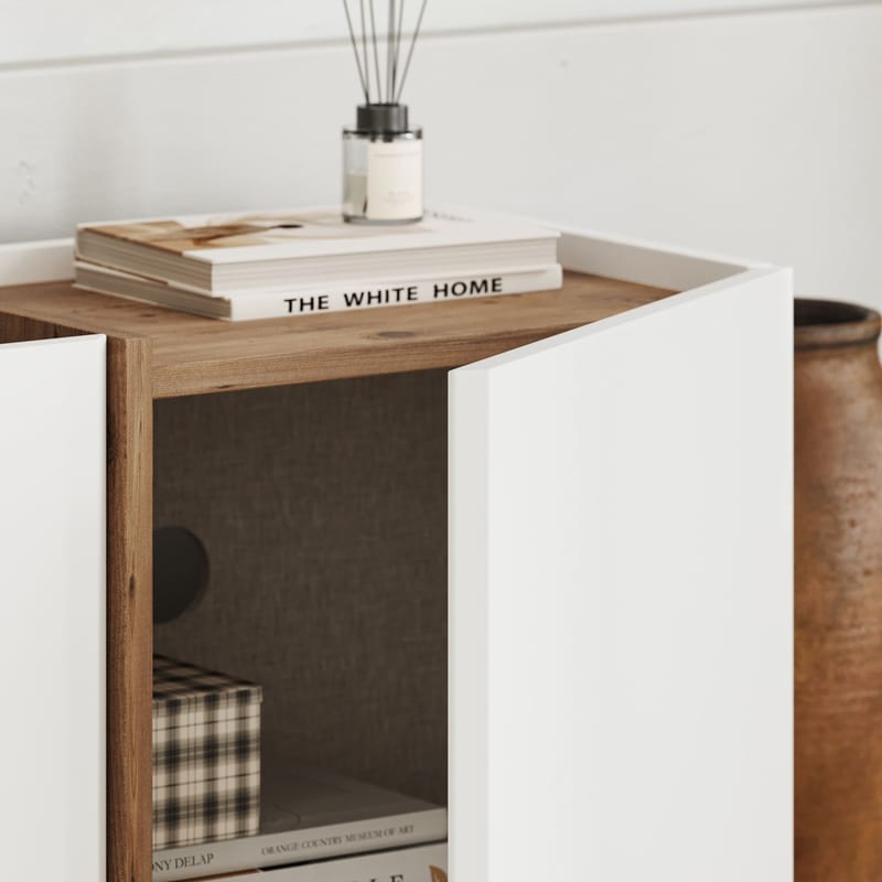 Sylvenn TV-bænk 180 cm - Hvid og Atlantic Pine - Møbler - TV borde & mediemøbler - Mediestativ & vægbeslag