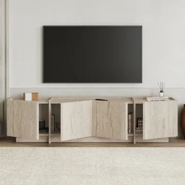 Sylvenn TV-bænk 180 cm - Travertin - Møbler - TV borde & mediemøbler - TV-borde