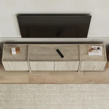 Sylvenn TV-bænk 180 cm - Travertin - Møbler - TV borde & mediemøbler - TV-borde