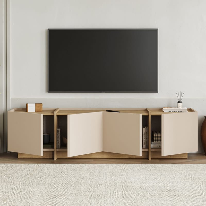 Sylvenn Tv-bord 180 cm med Opbevaring i Eg - Sandbeige - Møbler - TV borde & mediemøbler - TV-borde