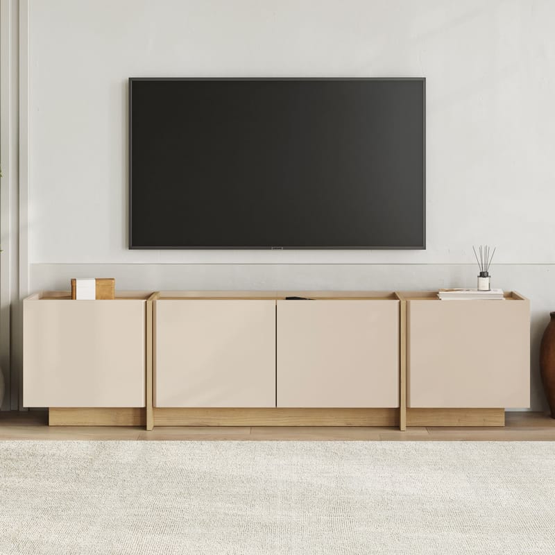 Sylvenn Tv-bord 180 cm med Opbevaring i Eg - Sandbeige - Møbler - TV borde & mediemøbler - TV-borde
