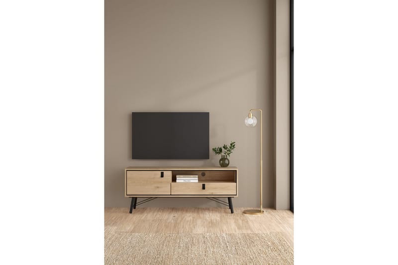 Tadami Gulvstående TV-bænk 150 cm med Opbevaring i Lyst Træ - Lysebrun - Møbler - TV borde & mediemøbler - TV-borde