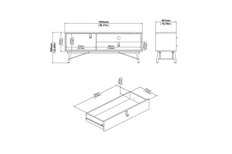 Tadami TV-bænk 150 cm - Natur - Møbler - TV borde & mediemøbler - TV-borde