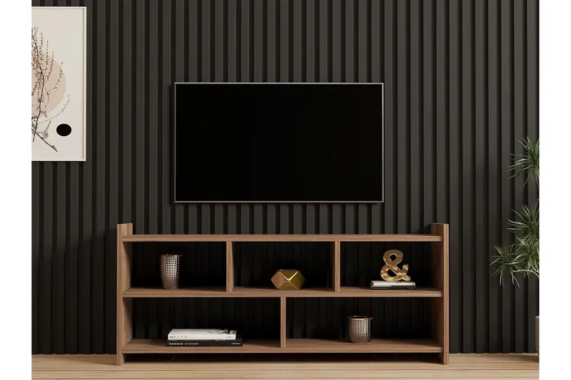 Taharoa Gulvstående Tv-bord 120 cm med Opbevaring i Mørkt Træ - Brun - Møbler - TV borde & mediemøbler - TV-borde