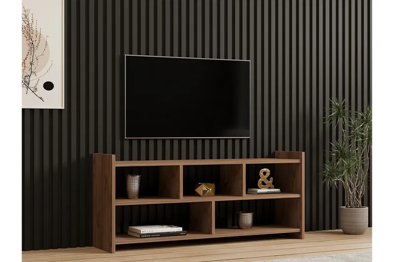 Taharoa Gulvstående Tv-bord 120 cm med Opbevaring i Mørkt Træ - Brun - Møbler - TV borde & mediemøbler - TV-borde