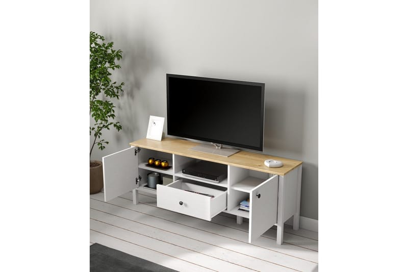 Talan TV-bænk 150 cm - Natur/Hvid - Møbler - TV borde & mediemøbler - TV-borde
