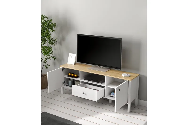 Talan TV-bænk 150 cm - Natur/Hvid - Møbler - TV borde & mediemøbler - TV-borde