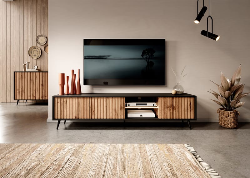 Tapas TV-bænk 175 cm - Sort - Møbler - TV borde & mediemøbler - TV-borde