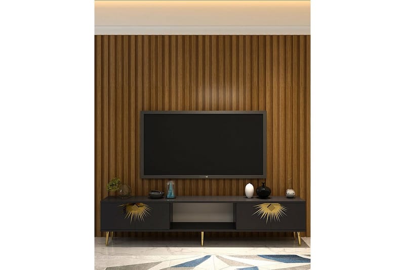 Tari TV-bænk 150 cm - Antracit/Guld - Møbler - TV borde & mediemøbler - TV-borde