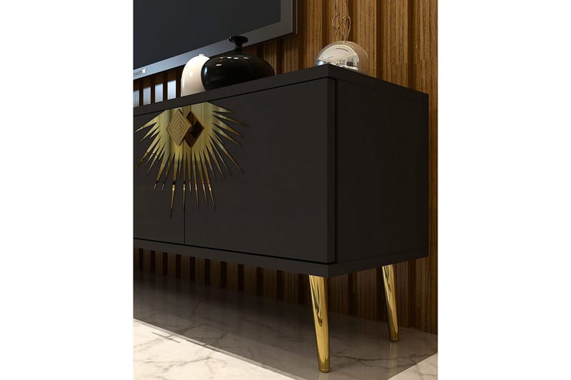 Tari TV-bænk 150 cm - Antracit/Guld - Møbler - TV borde & mediemøbler - TV-borde