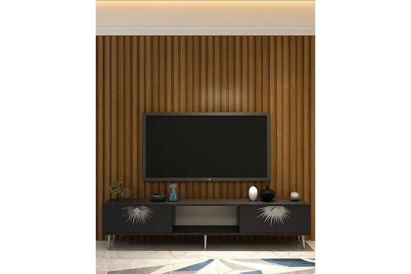 Tari TV-bænk 150 cm - Antracit/Sølv - Møbler - TV borde & mediemøbler - TV-borde